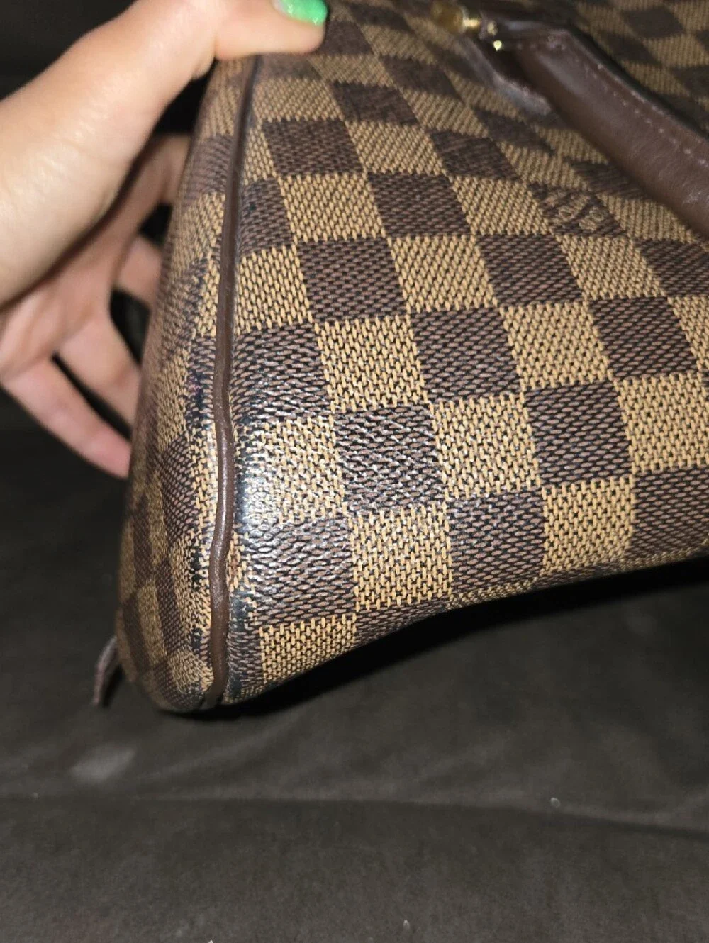 Luxury Louis Vuitton Brown Checkered Dome Satchel Handbag